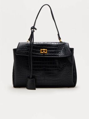 Embossed Croc Design Satchel Handbag in Black !!NEW!!